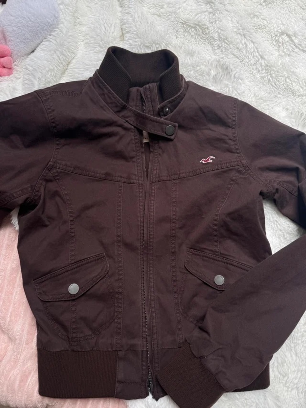 ISO Hollister Women's Brown Twill Zip Up Jacket